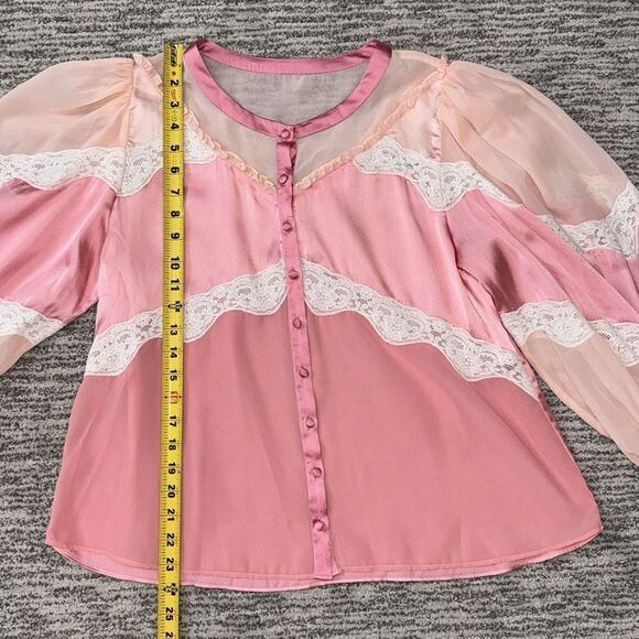 LoveShackFancy Fia Skirt & Zaria Blouse Pink Colorblock Silk Large/Med Revolve - Picture 11 of 16